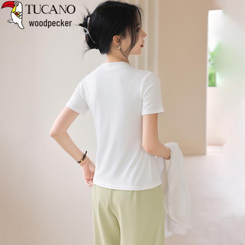 Women's Semi-High Collar Slim Fit Short Sleeve T-Shirt