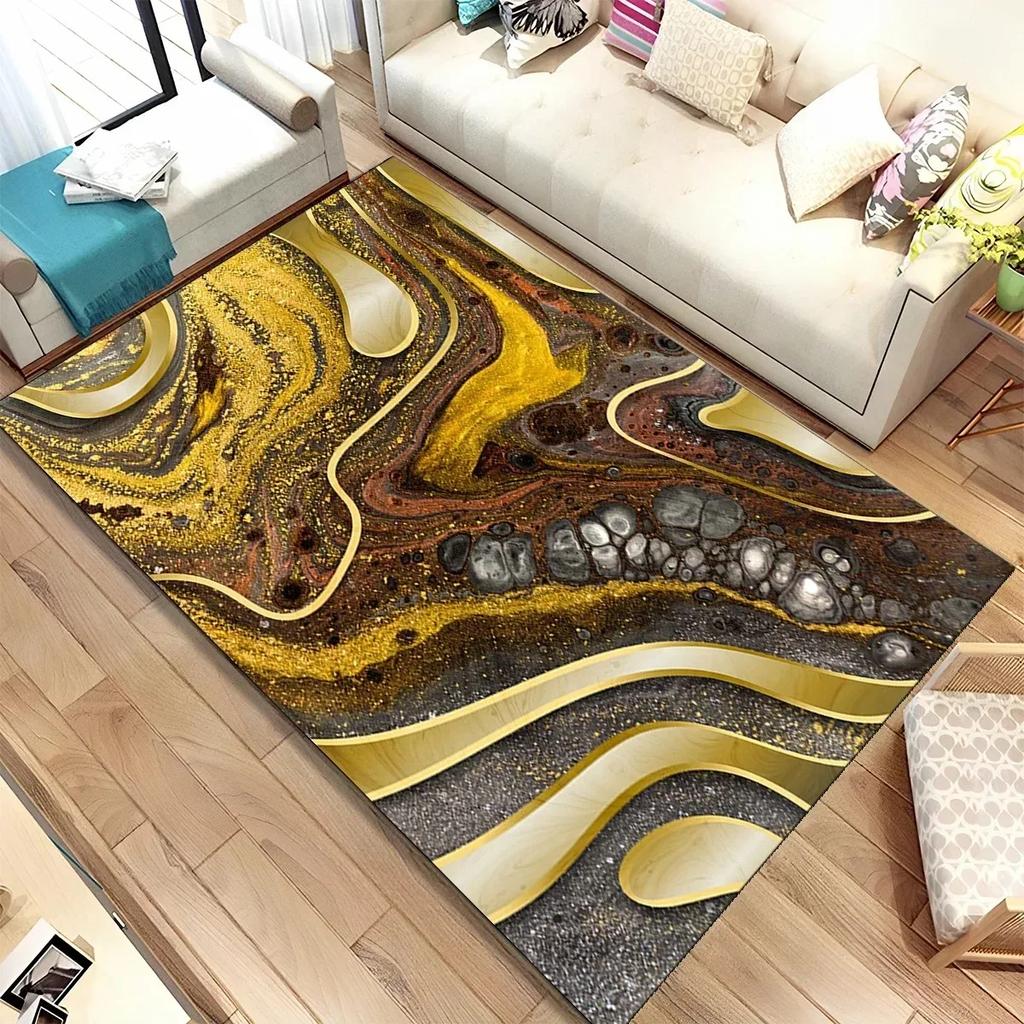 Colour Gold Nordic Marble Splendid Area Rug Large Carpet Marbling Rugs for Home Living Room Bedroom Decor Door Mat Floor Mats