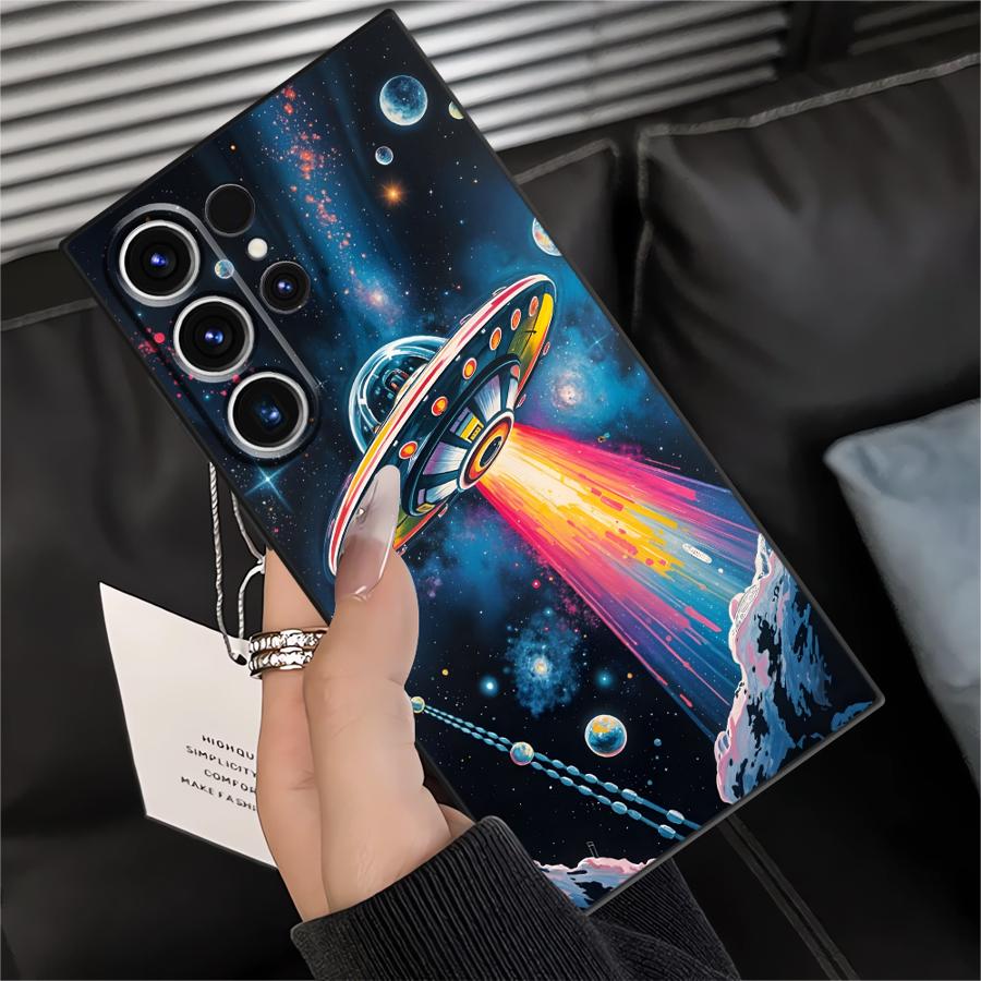 Cartoon Retro Spaceship Funda Phone Cover Case for Samsung Galaxy S10 S9 S25 Ultra S24 Plus S21 FE Note 20 Ultra 8 9 10 S23 S26