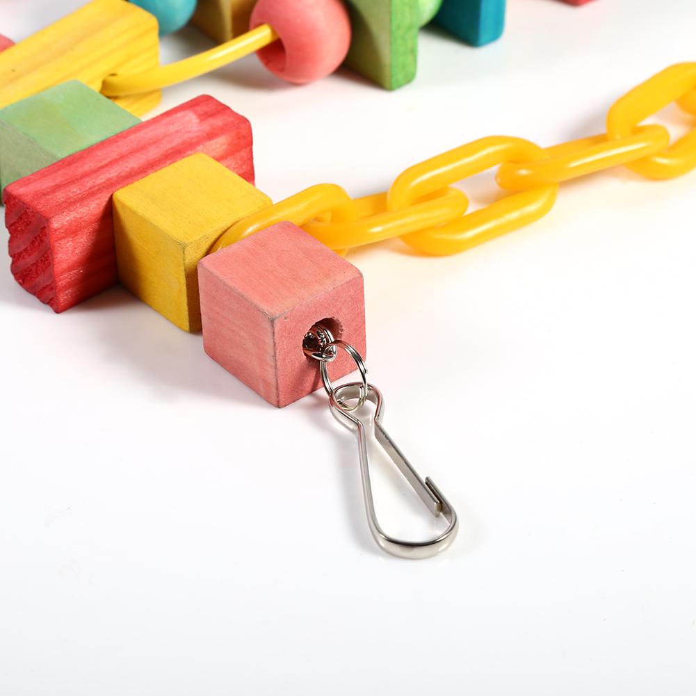 Colorful Parrot Cage Wood Chew Bite Toys Pet Bird Hanging Swing Scratcher Perch