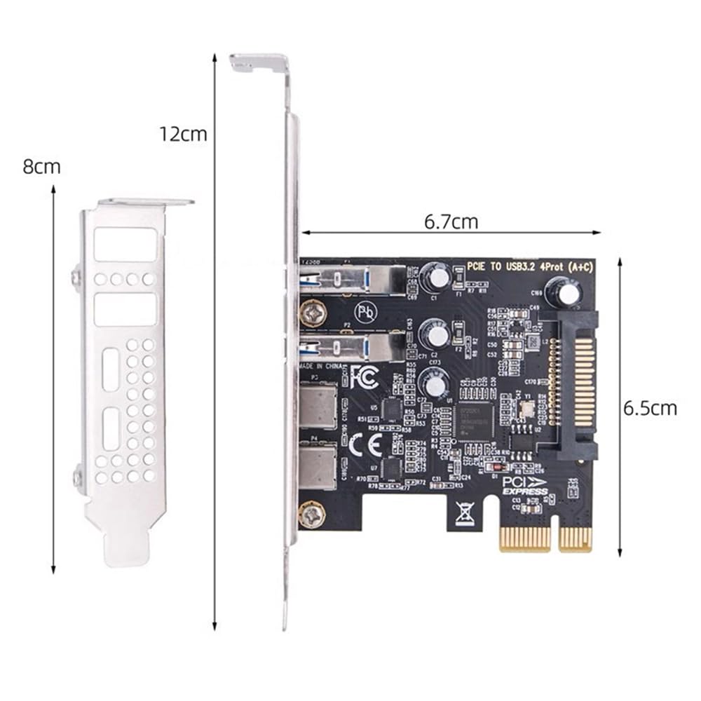 Xiwai USB PCI-E Express Card, 1 X USB 3.1 Gen1 5Gbps Dual Type-A & Type-C USB-C Female To PCI-E Adapter uPD720201 with Low Profile Bracket