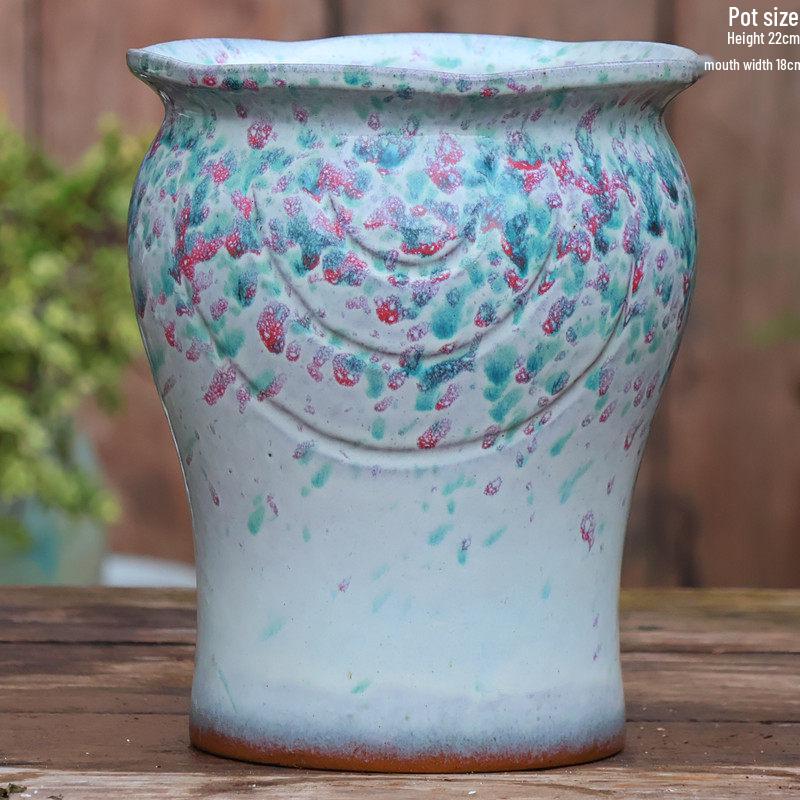 Large Handmade Coarse Clay Pot for Tall Succulents & Bougainvillea - Breathable, Wide-Mouthed Ceramic Flower Pot Large-Ceramic
