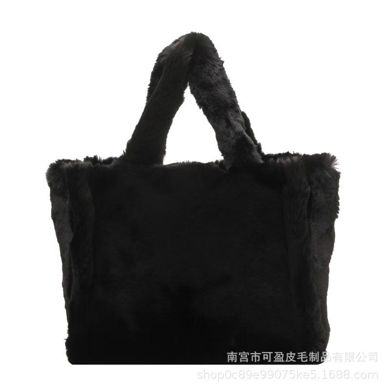Plush bag autumn and winter new plush bag portable shoulder tote bag large capacity casual versatile underarm bag
