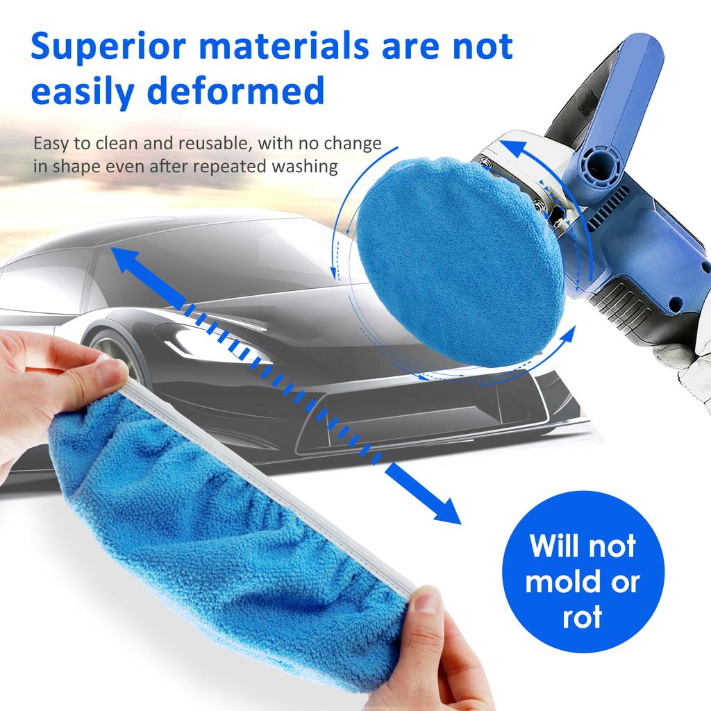 15 Car Polishing Pads 7-8 inches/9-10 inches Reusable Car Cleaning Polishing Pads with Ultra-Fine Fibers and Wool Polishing