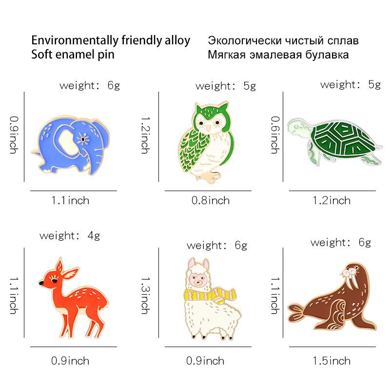 Cute Animal Gathering Brooch: Sika Deer, Owl, Elephant, Seal, Alpaca, Sea Turtle