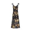 2026 Spring/Summer Resort Style Ruffled Slit Print Spaghetti Strap Maxi Dress - Elegant, Waist-Cinched Women's Fashion.