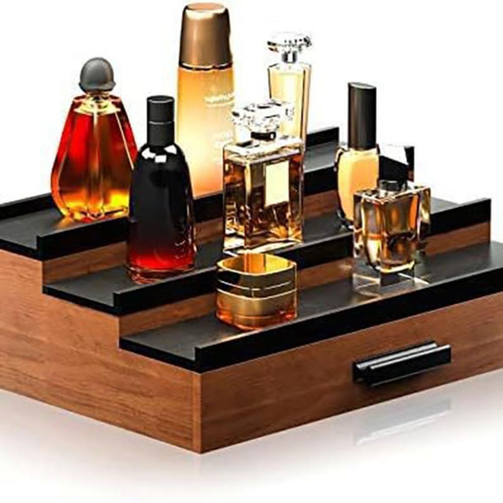 with Drawers Makeup Organizer Wooden Cosmetic Display Box Elegant Storage Showcase  Tabletop