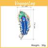 Broche de Pluma de Pavo Real con Diseño Geométrico Sumergido en Aceite de Resina Para Accesorios de Moda