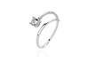 S925 Sterling Silver Adjustable Open Ring with Diamond Inlays - Four-Prong Design, Perfect for Qixi Festival.