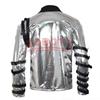 Heren Pop Punk Michael Jackson Zilveren Ritsjas Cosplay Kostuum Volwassen Halloween Maskerade Podiumoptreden Outfit