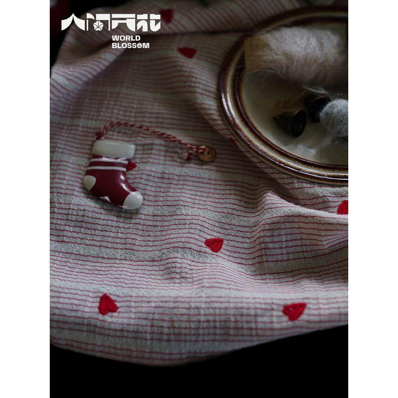 

Human Blossom Original Christmas Stripes Heart Dots Peach Pink Napkin Fabric Christmas Heart a napkin 60*40