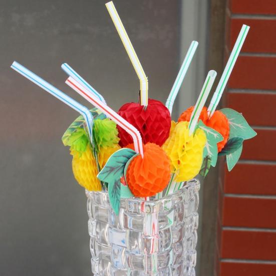 Yousheng 50Pcs Fruit Disposable Drinking Straw Wedding Birthday Party Decoration Favors