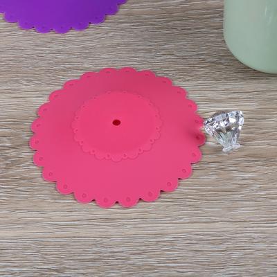 1Pc Silicone Anti-Dust Glass Diamond Cup Lid Cover Coffee Mug Suction Lid