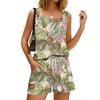 Completo Estivo Casual da Donna con Canotta a Stampa Floreale, Scollo Quadrato, Senza Maniche, Gilet Sportivo con Tasche e Pantaloncini, Abbigliamento Leggero per il Tempo Libero