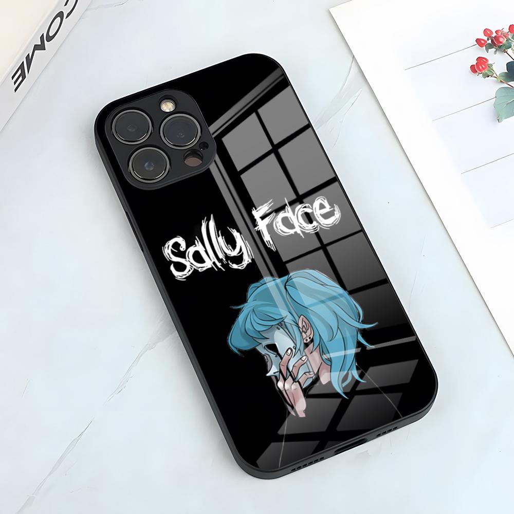 

S-Sally Face Phone Case For IPhone 17 Pro Max 15 Pro 16 14 Plus 12 13 Mini 11 Pro Shockproof Glass Cover iPhone14 ProMax