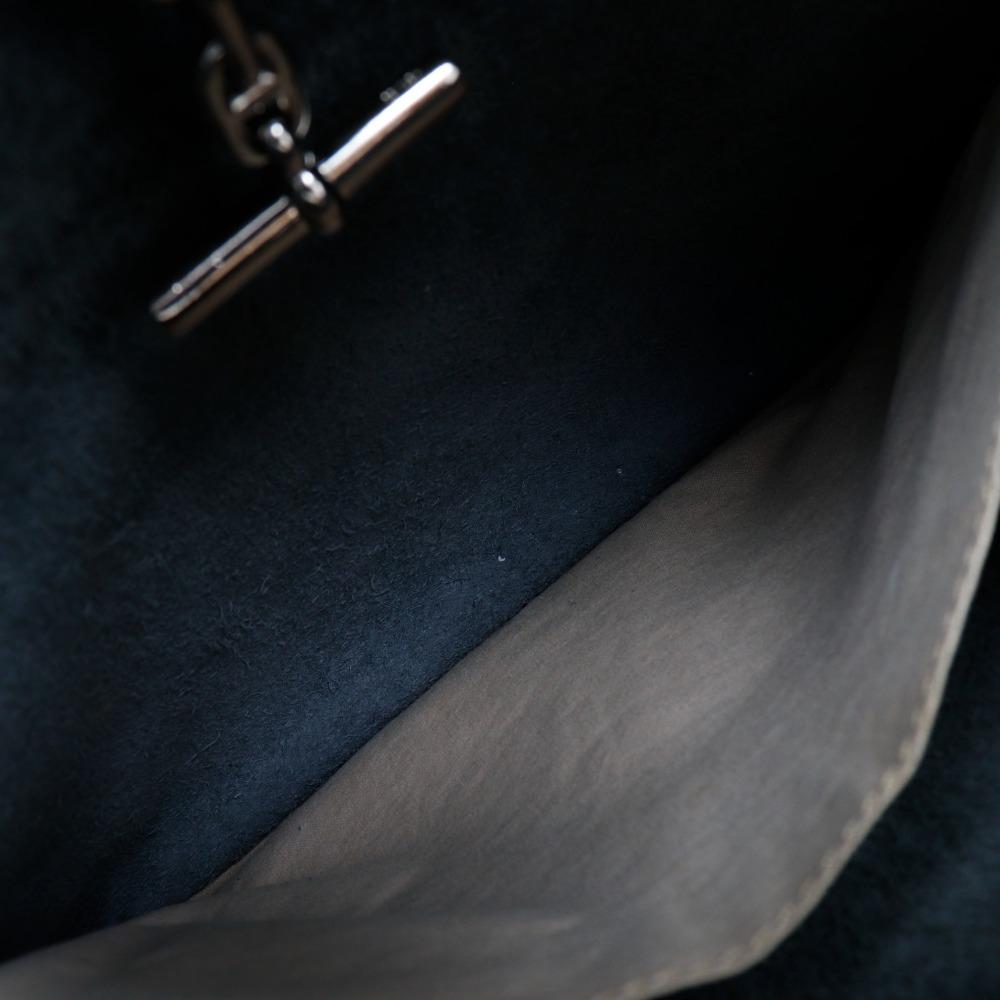 HERMES Vespa 28 Shoulder Bag gray/black leather Women Used