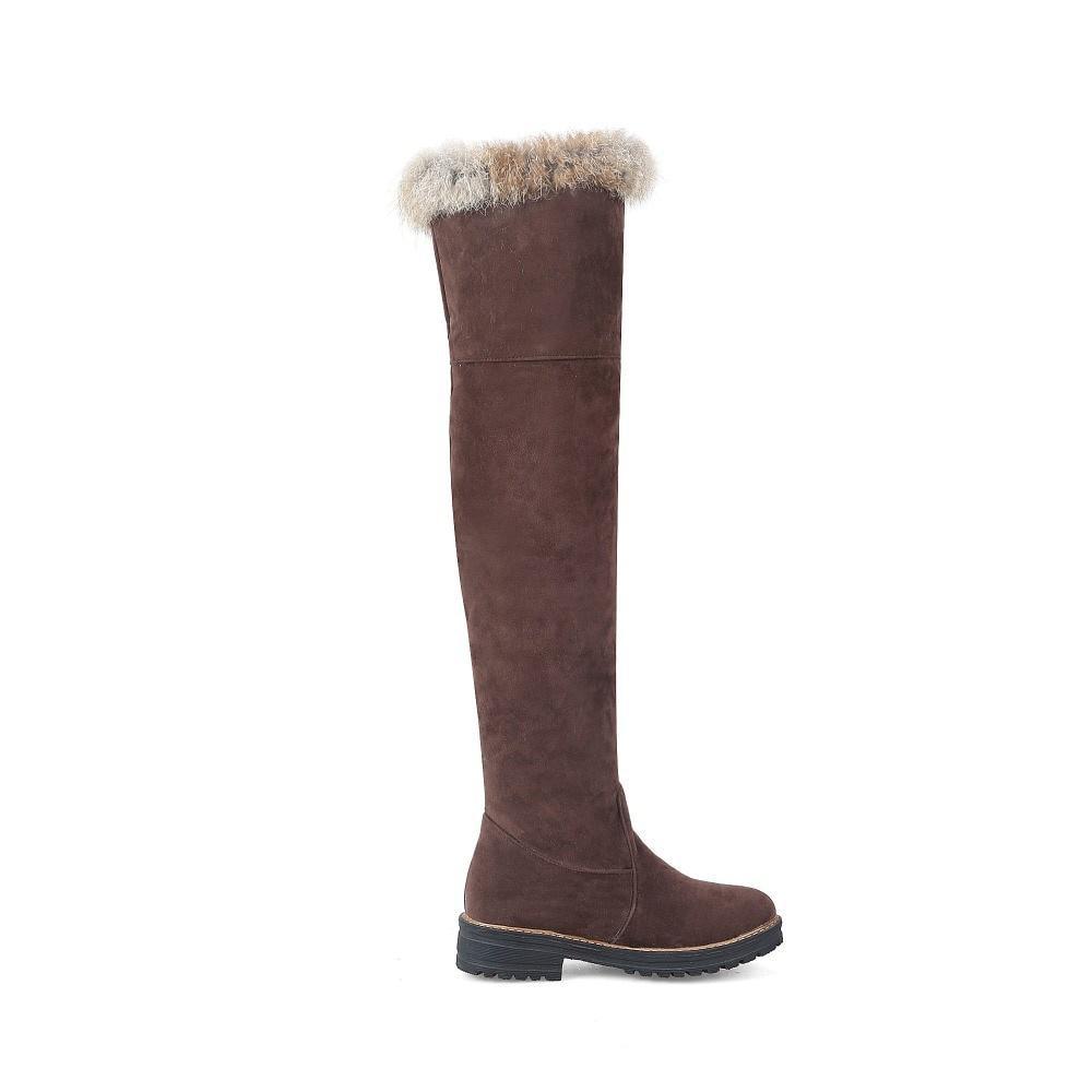 Warm Snow Boots Women Winter Shoes Suede Knee High Boots Ladies Fashion Low Heels Warm Fur Plush Long Boots Female