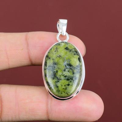 Colgante de Serpentina Joyería de Piedras Preciosas Colgante Antiguo Colgante de Plata de Ley 925 Joyería de Serpentina Hecho a Mano Nuevo Colgante Regalos Para Papá