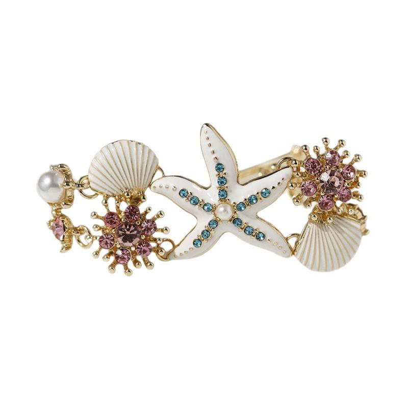 Seashell Starfish Coral Pendant Necklace Bracelet Set Chic Beach Vacation Jewelry Women