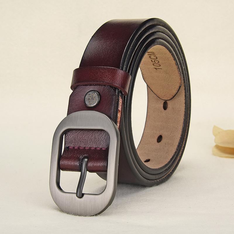 

Женский ремень из коровьей кожи, женский ремень с пряжкой, декоративный ремень 115cm тёмно-рыжий