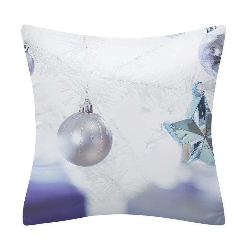 Snow Christmas Pillowcase Blue and White Printed Cushion Cover Snowflake  Tree Throw