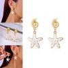 Ocean Theme Alloy Earrings With Starfish And Shell Motif For Women Vacation Fashion