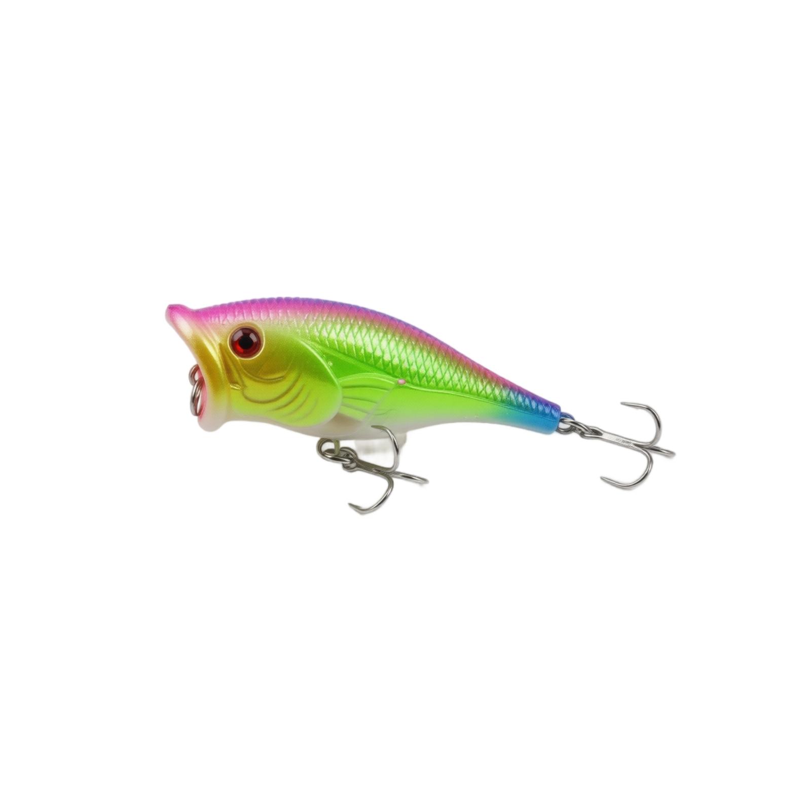 

6 5cm 10g Fishing Lure Surface Popper Hard Bait with Dual Treble Hooks for Bass Pike Fishing one size