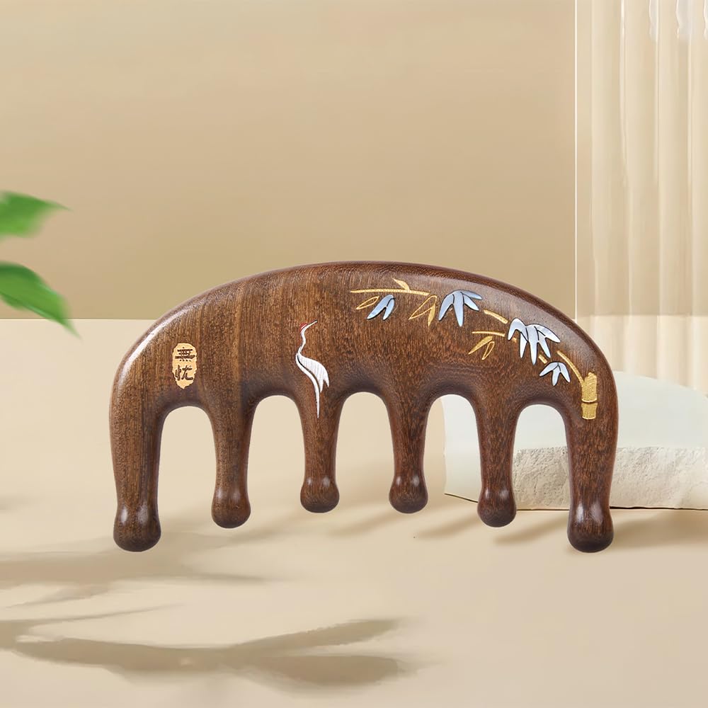 TAN MUJIANG Palm Comb South American Rosewood Taketsuru Design Compact Massage Comb "Wuyou" Anti-static