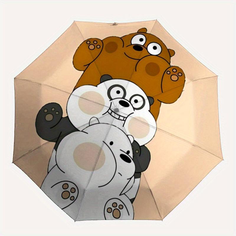 We Bare Bears Automatic Open/Close Windproof Umbrella Folding Umbrella,Portable Compact Perfect Gift for Birthday, Christmas0809184