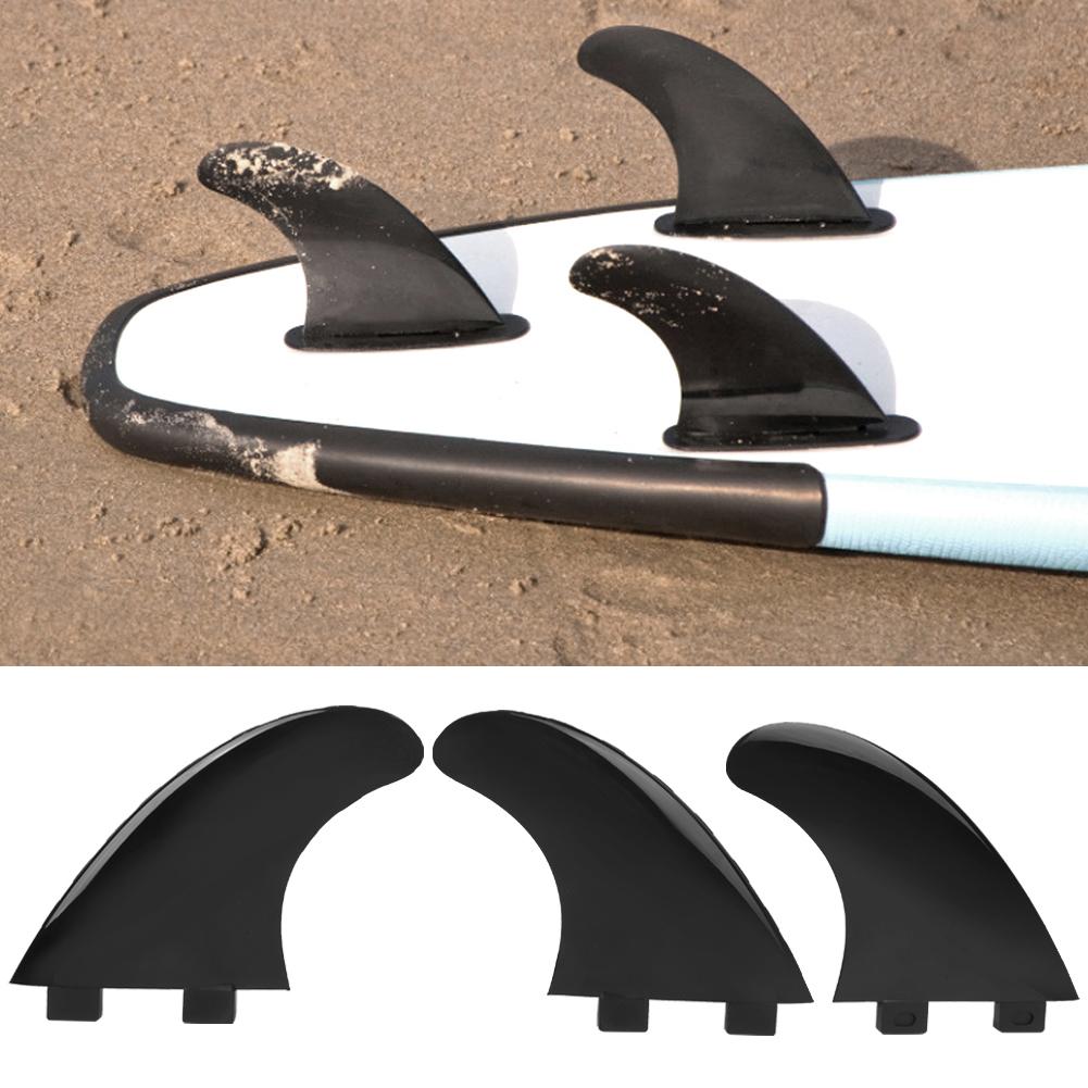 3Pcs Nylon Fins Set Right Middle Left for Surfboard Paddle Board Accessories BlackSurfboard Fin