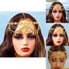 Arab Bridal Headpiece Gold Alloy Crystal Embellished Dangle Head Chain For Wedding And Gift