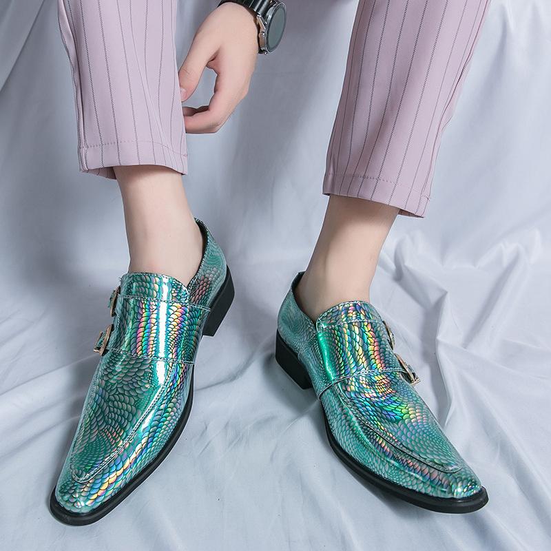 

Men s shoes large size four-season casual leather shoes fashion Chelsea pointed leather shoes British style men s wedding shoes 46 зелёный