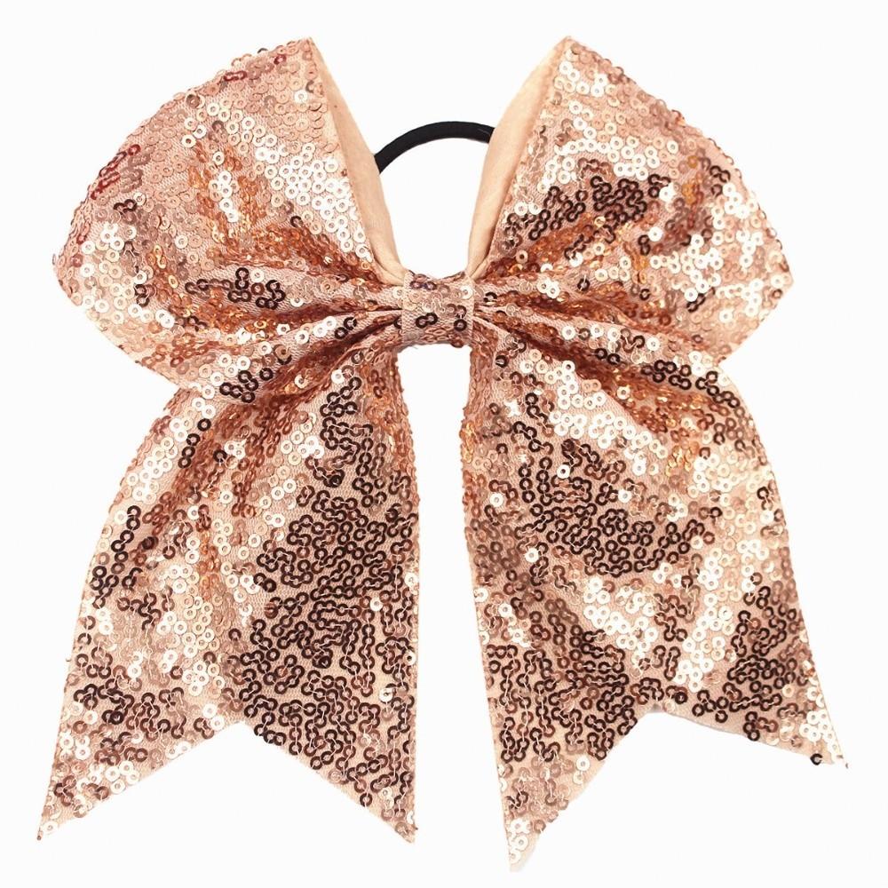 

Large Size Sparkly Glitter Bows Shiny Sequins Dovetail Bow Sequins Hair Bows Elastic Hair Ties Pigtail Bows For Kid Girls
