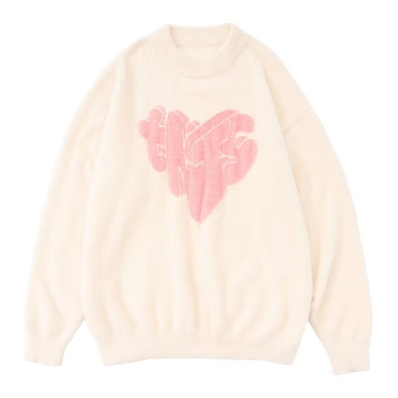 

Hong Kong-Inspired Red Knit Sweater: Trendy, Loose-Fit Round Neck for Men L абрикосовий