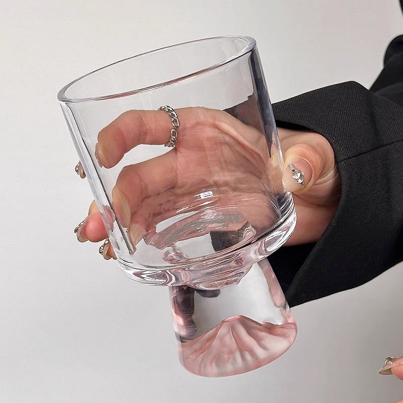 INS Style Glass Cup 350ml High Foot Elegant Drinkware Breakfast Milk Cocktail Glass for Home Use and Bar