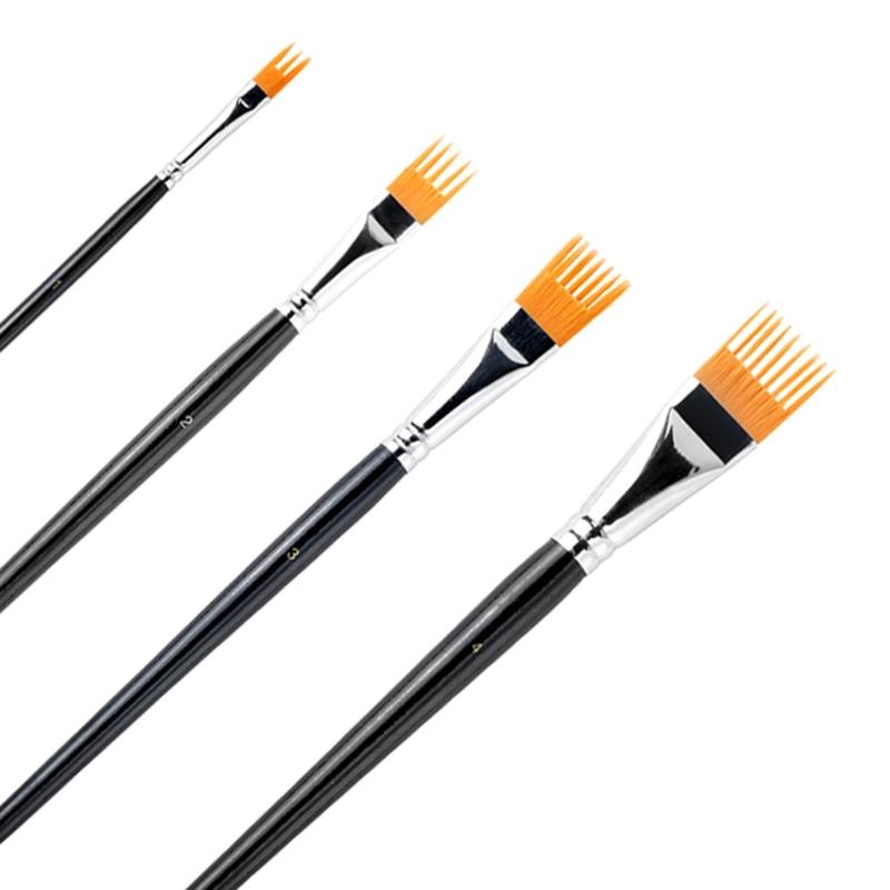 4Pcs Artist Art Brush Multipurpose Flat Tip  Watercolor Brush For Chinese Inks Wash Painting Detailing Blending Work
