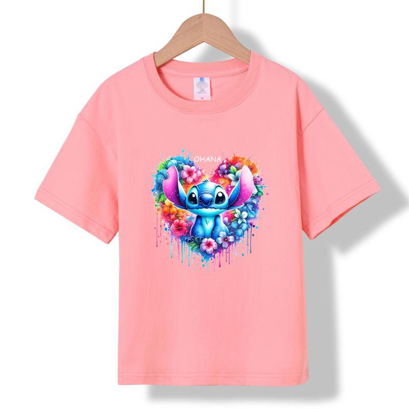 XH03 MINISO 2026 Summer New Printed Cotton Round Neck T-shirt for Children Aged 1-16, Boys and Girls