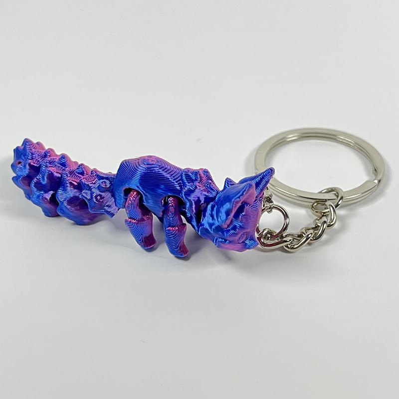 Compact Movable 3D Fox Keychain 3D Printed Colorful Articulating Keychain Toy Action Figure Collectible Desk Ornament Gifts