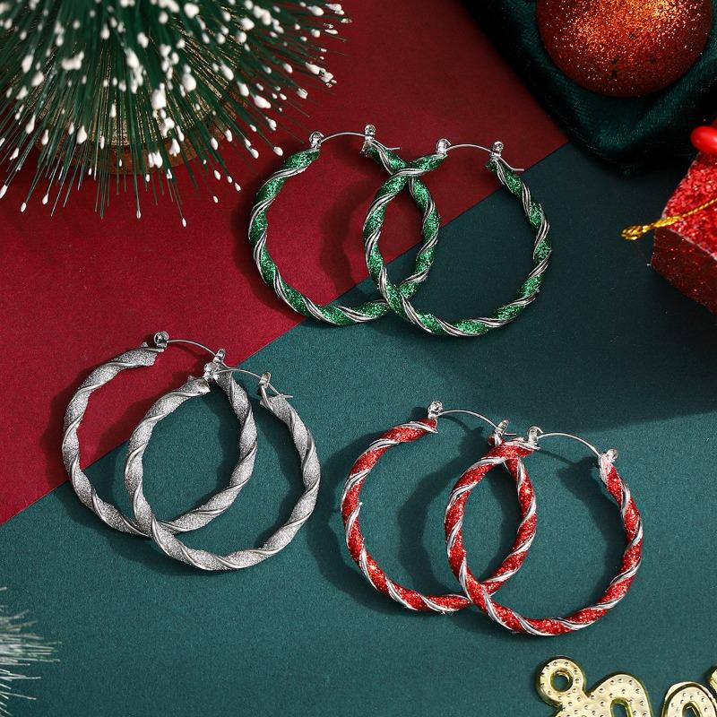 Christmas-Piece Set/Pair Christmas Tricolor Knob Stylish Simple Cute Earrings Earrings