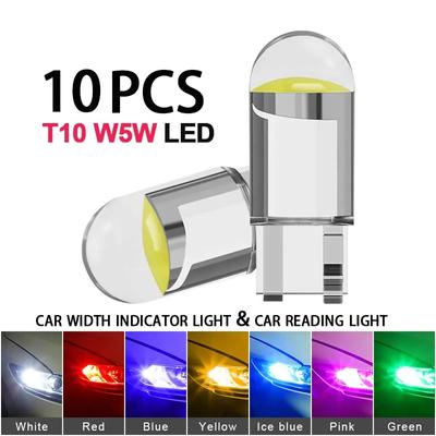 10X New W5W LED Canbus T10 Car Lights COB Glass Interior Parts Bulbs 6000K White Auto License Plate Lamp Dome Read Light 12V