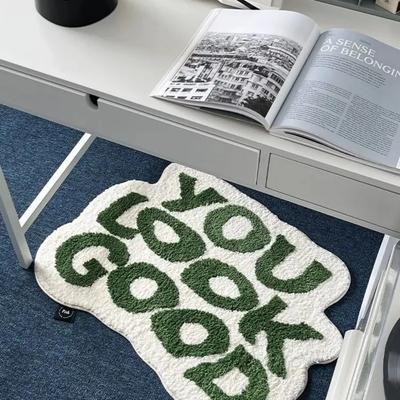 Minimalist Home Decoration, Indoor Carpet, Floor Mat, Bedside Bedroom, Absorbent and Non Slip Letter, Imitation Cashmere