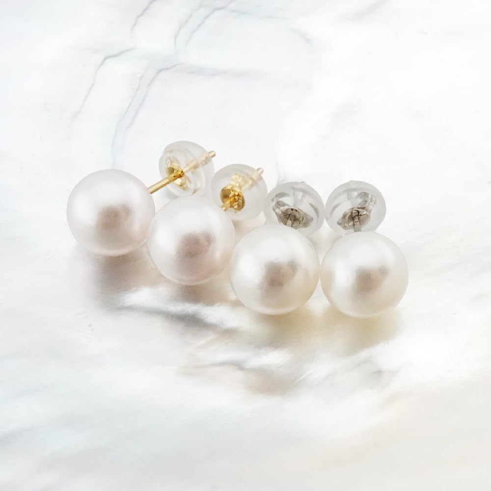 Akoya Pearl and various sizes choice of genuine pearls Earrings, 6.0mm up, available, metal Gold/Platinum (K18/Pt900), (K18, 7.0-7.5mm)