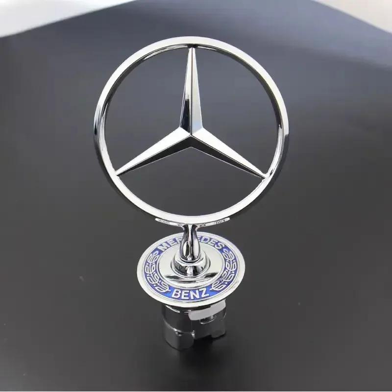 

Автомобильная наклейка для Mercedes Benz Звезда на капот - Значок на капот автомобиля Передний хромированный логотип Маркировка капота для Benz C E S Класса W204 W205 W21