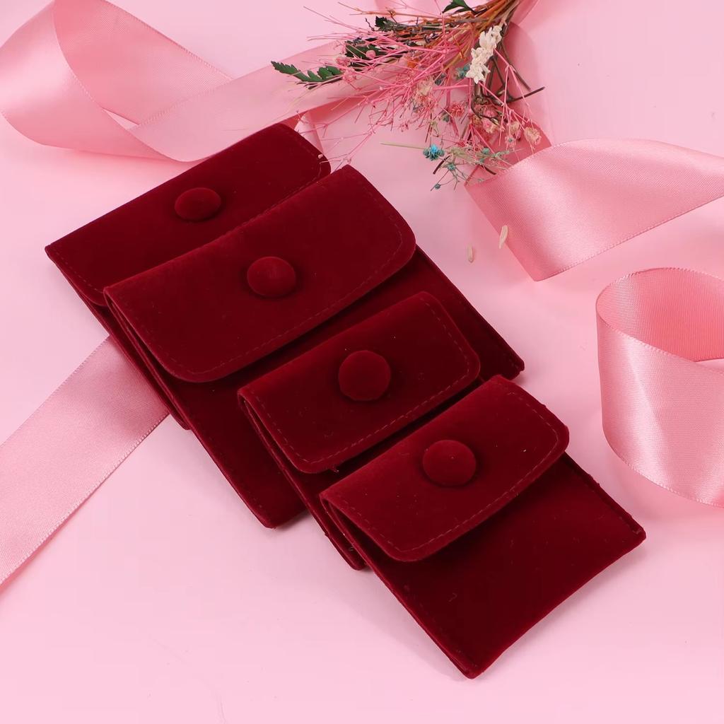 Dust Protect Portable Soft Velvet Gift Jewelry Bag Snap Button Packaging Bag Necklace Earrings Bracelet Ring Storage Pouch