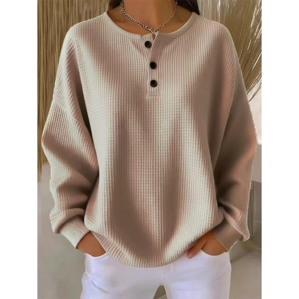 **Maglione da donna a nido d'ape con scollo rotondo, vestibilità ampia, tinta unita, alla moda, autunno inverno**