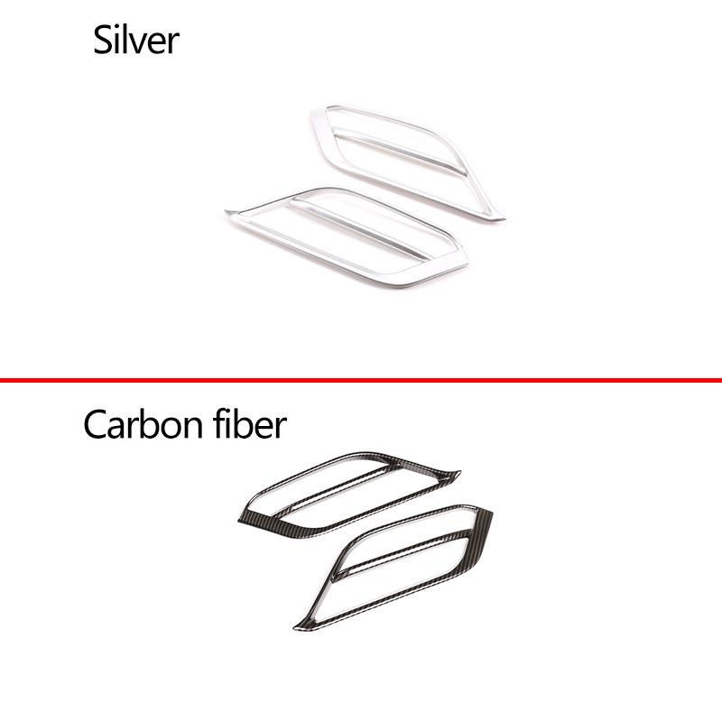 For BMW X1 F48 - ABS Carbon Fiber/Silver Car Front Fog Light Bumper Side Decorative Frame Trim Car Exterior Accessories