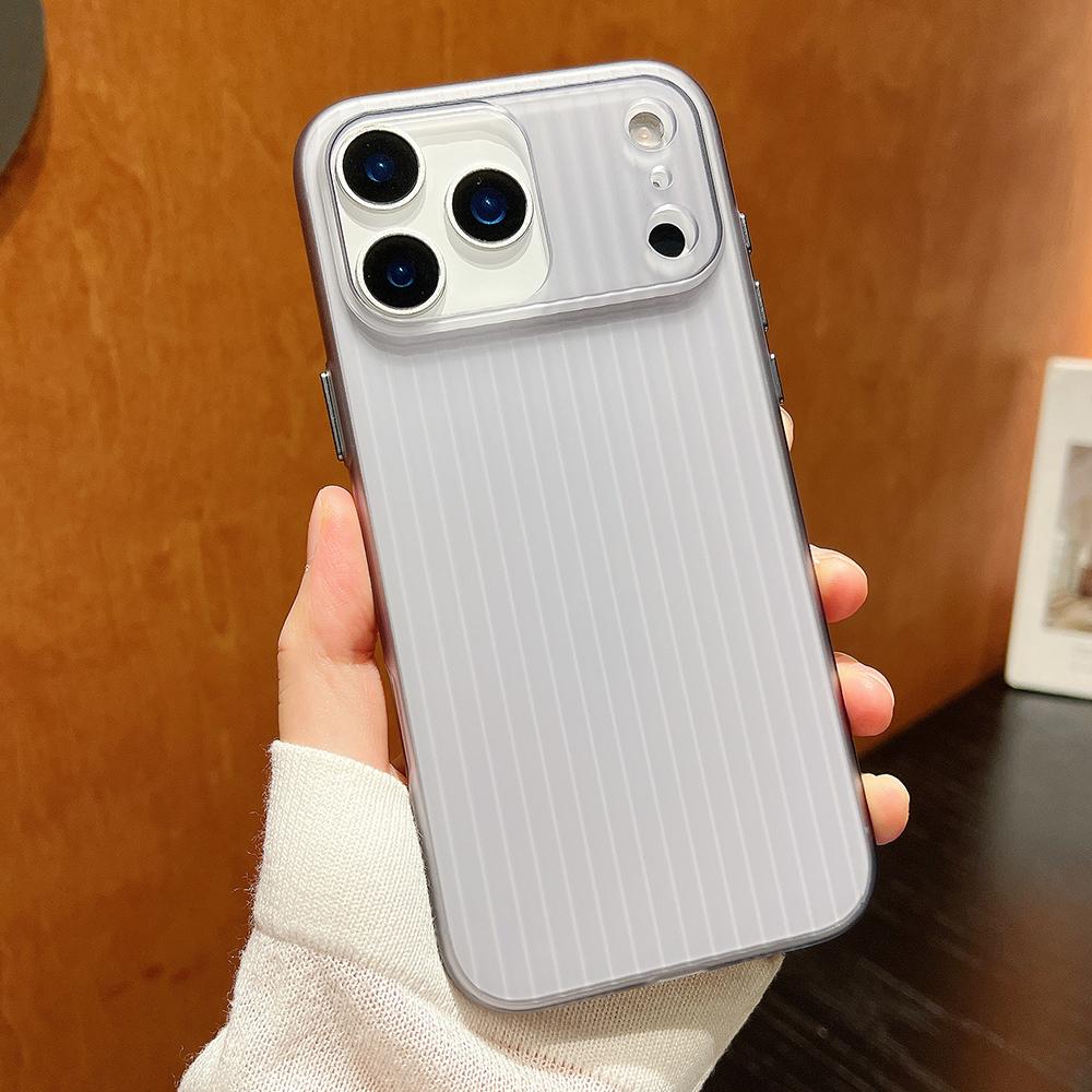 Matte Titanium Gray corrugated pattern phone case for iPhone 17 16 15 14 13 12 Pro Max Air Plus full shockproof hard back cover