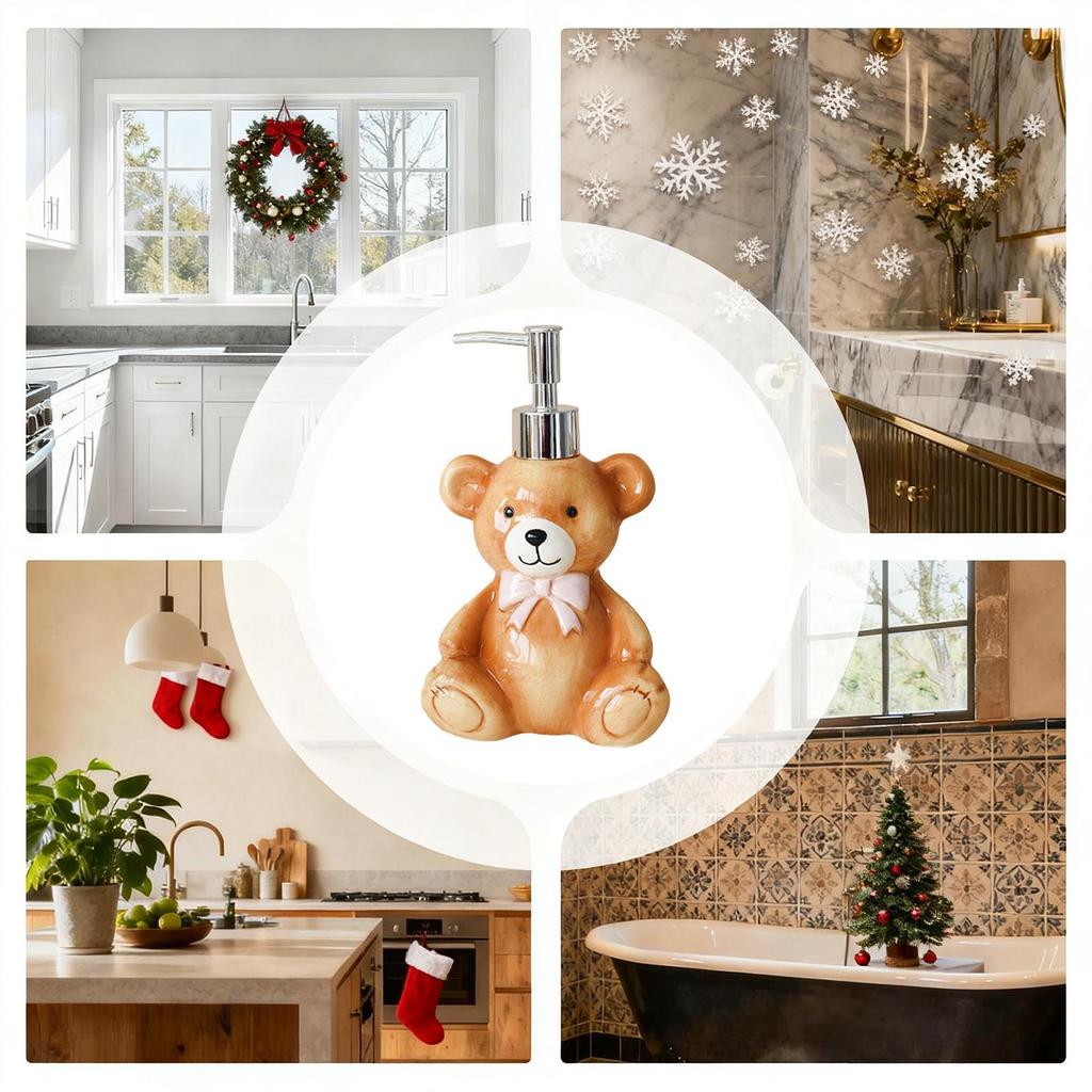 Soap Dispenser For Kitchen Sink 350ml Refillable Bear Design Pump Bottle Kitchen Soap Dispenser For Shower Laundry Wash