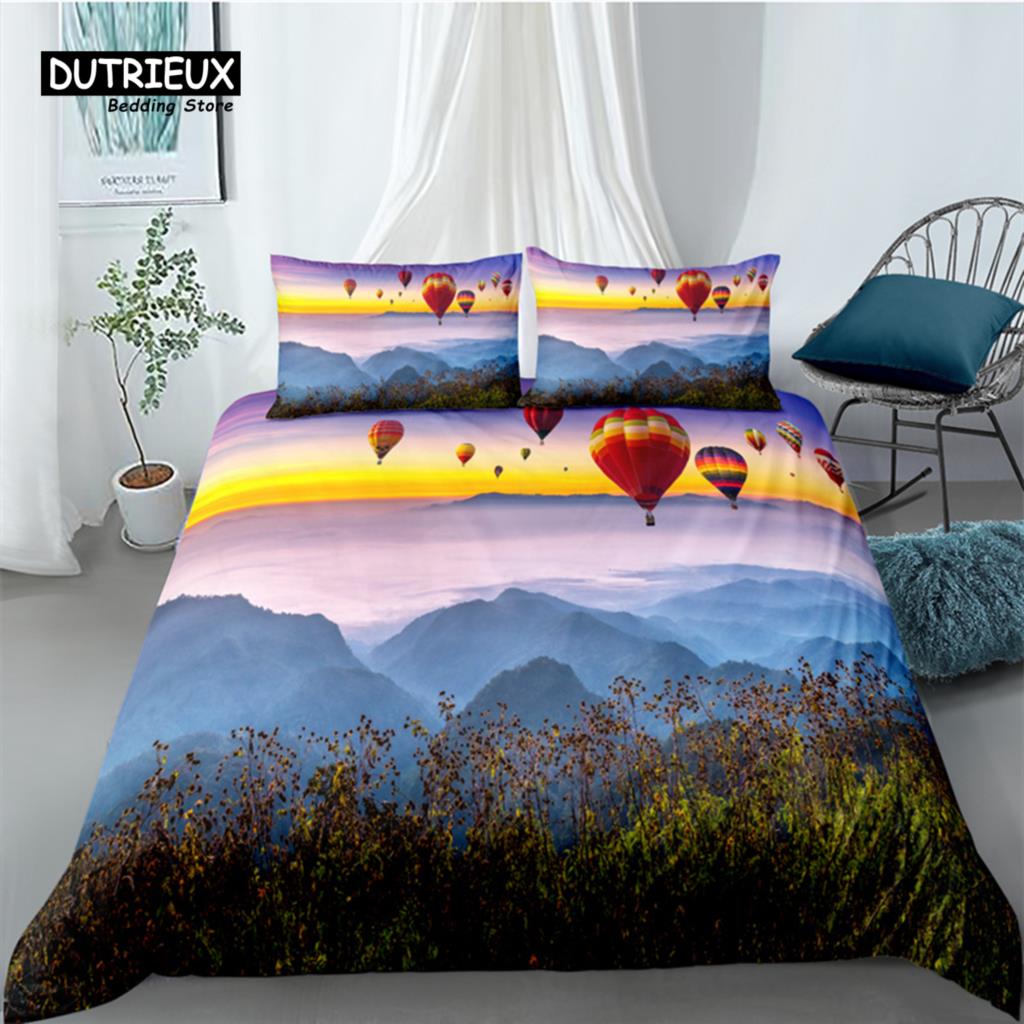 Luxury 3D Hot Air Balloon Print Home Living Comfortable Duvet Cover Set Kids Bedding Set Queen and King EU/US/AU/UK Size
