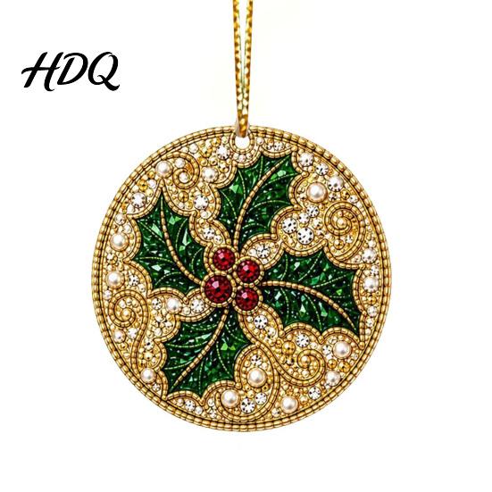 2D Acrylic Santa Ornaments 6 Pcs Christmas Pearl Art Ornaments Flat Holiday Tree Pendant Creative Effect Hanging Decoration for Home Wall